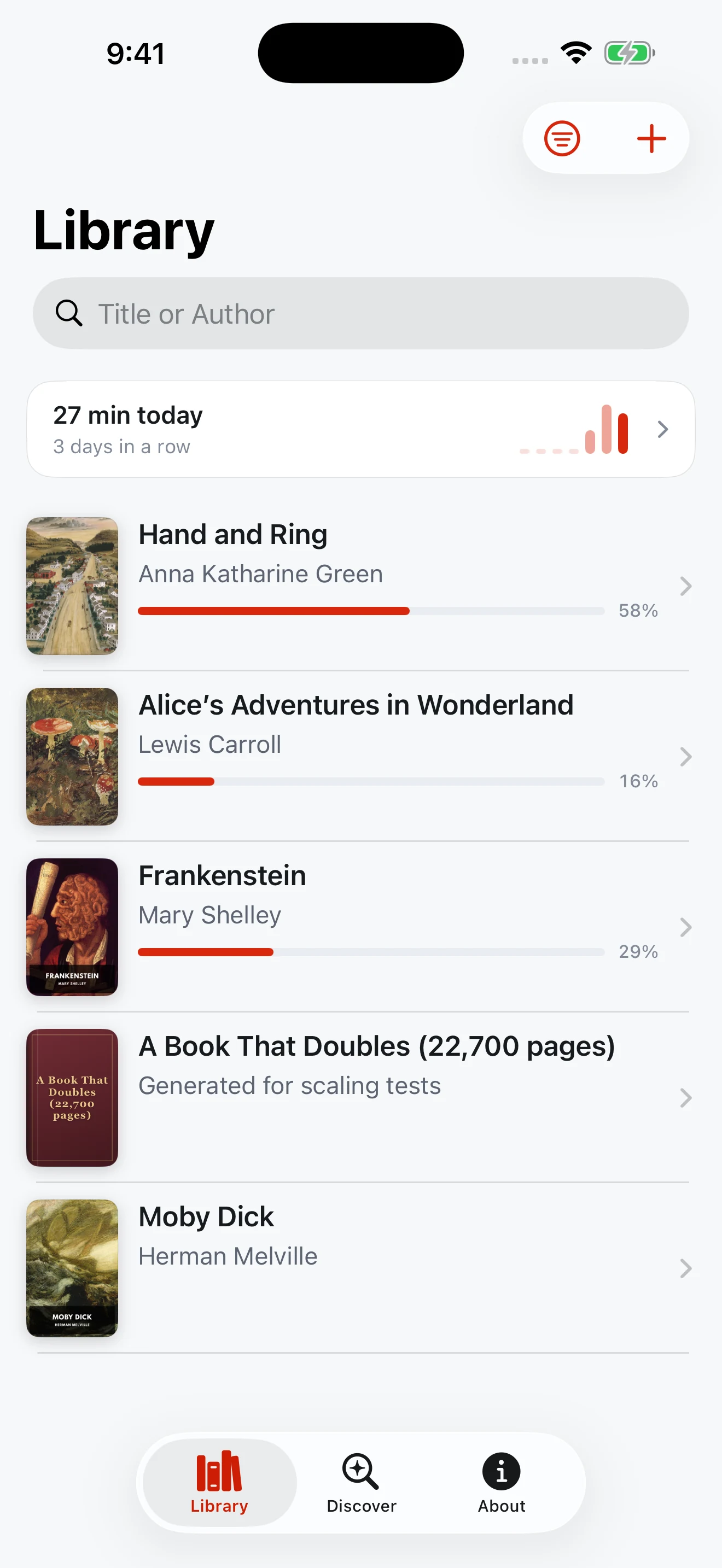 Fireside library with book covers and saved reading progress
